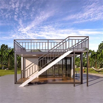 Casa de contenedor de paquete plano de 20 pies con terraza